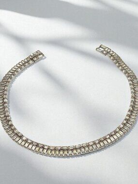 Jomaz Signed Rhinestone Choker/Necklace 14” (Vintage 1940s, Art Deco Style)